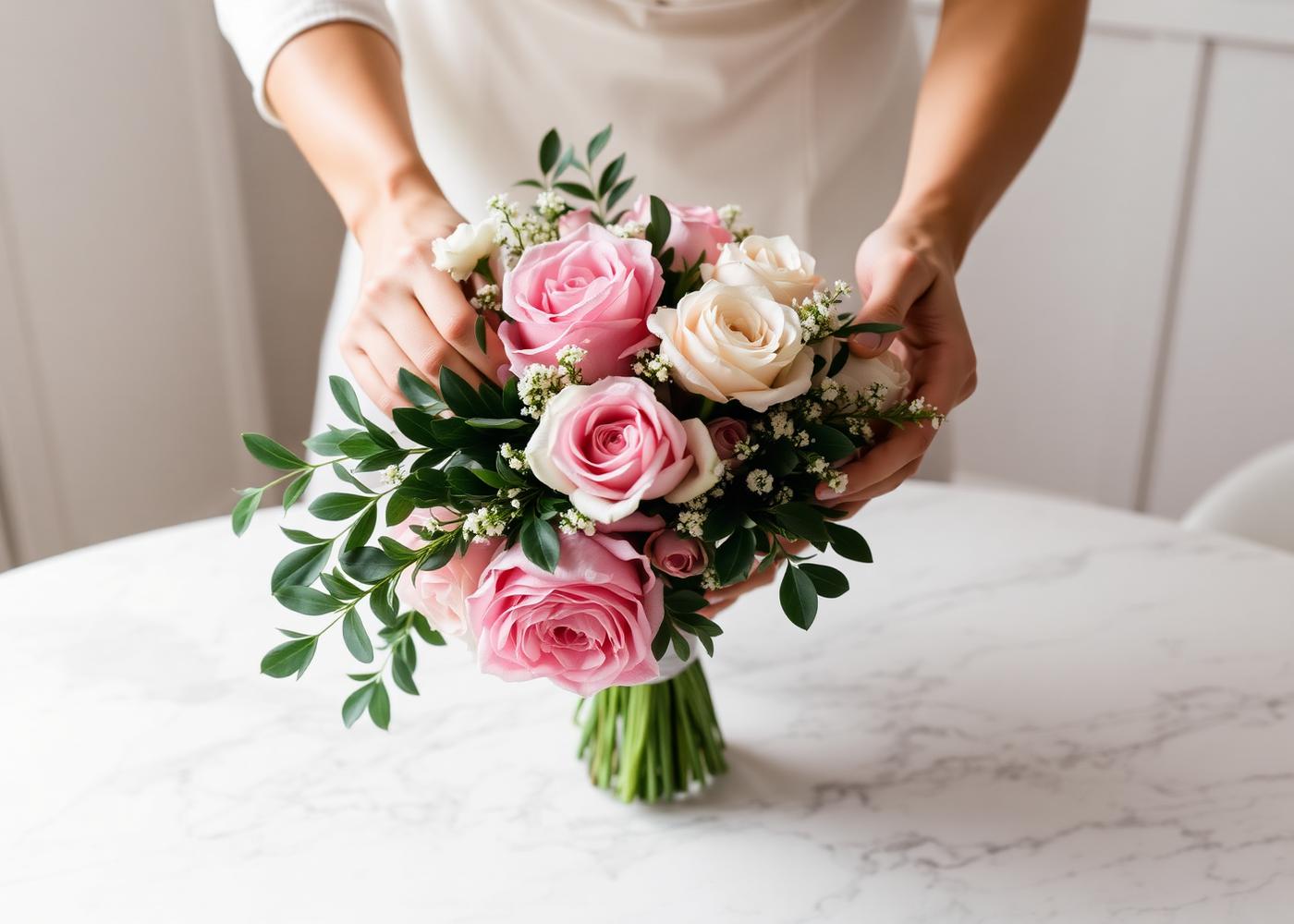 Florist arranging a bouquet